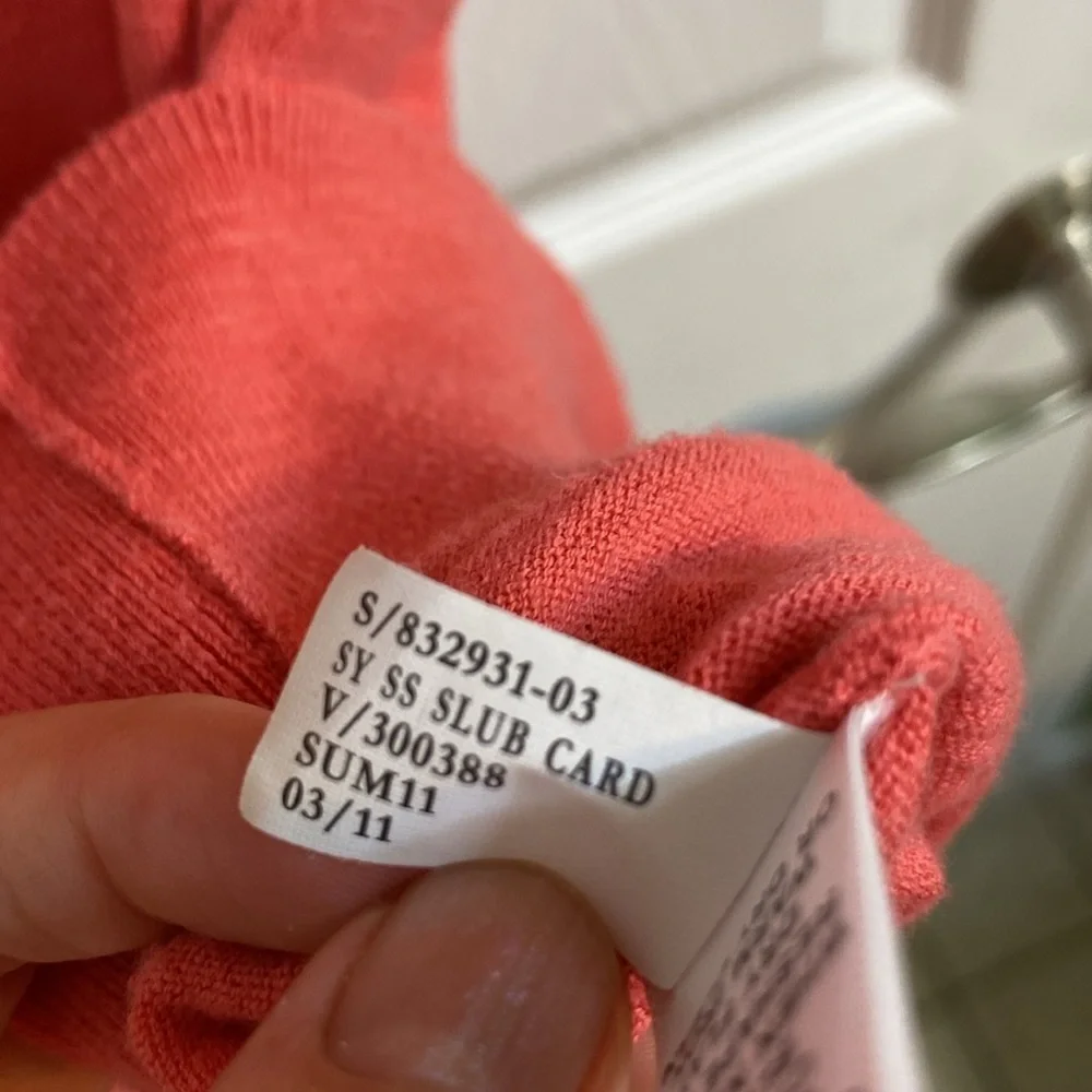 Banana Republic Coral Pink Short Ruffle Sleeve Cardigan Cotton Womens Size Small - Picture 7 of 7
